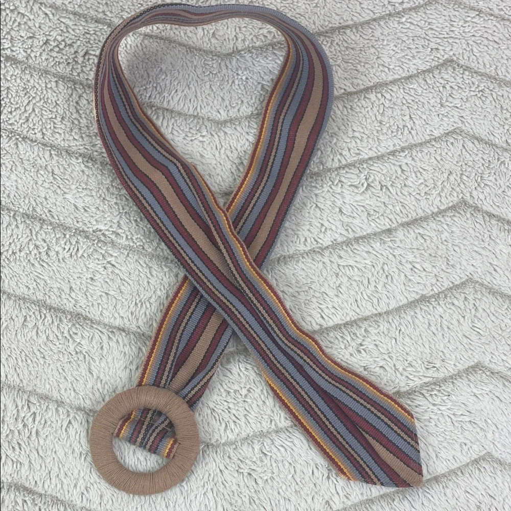 Vintage Wide Woven Belt Horizontal Striped